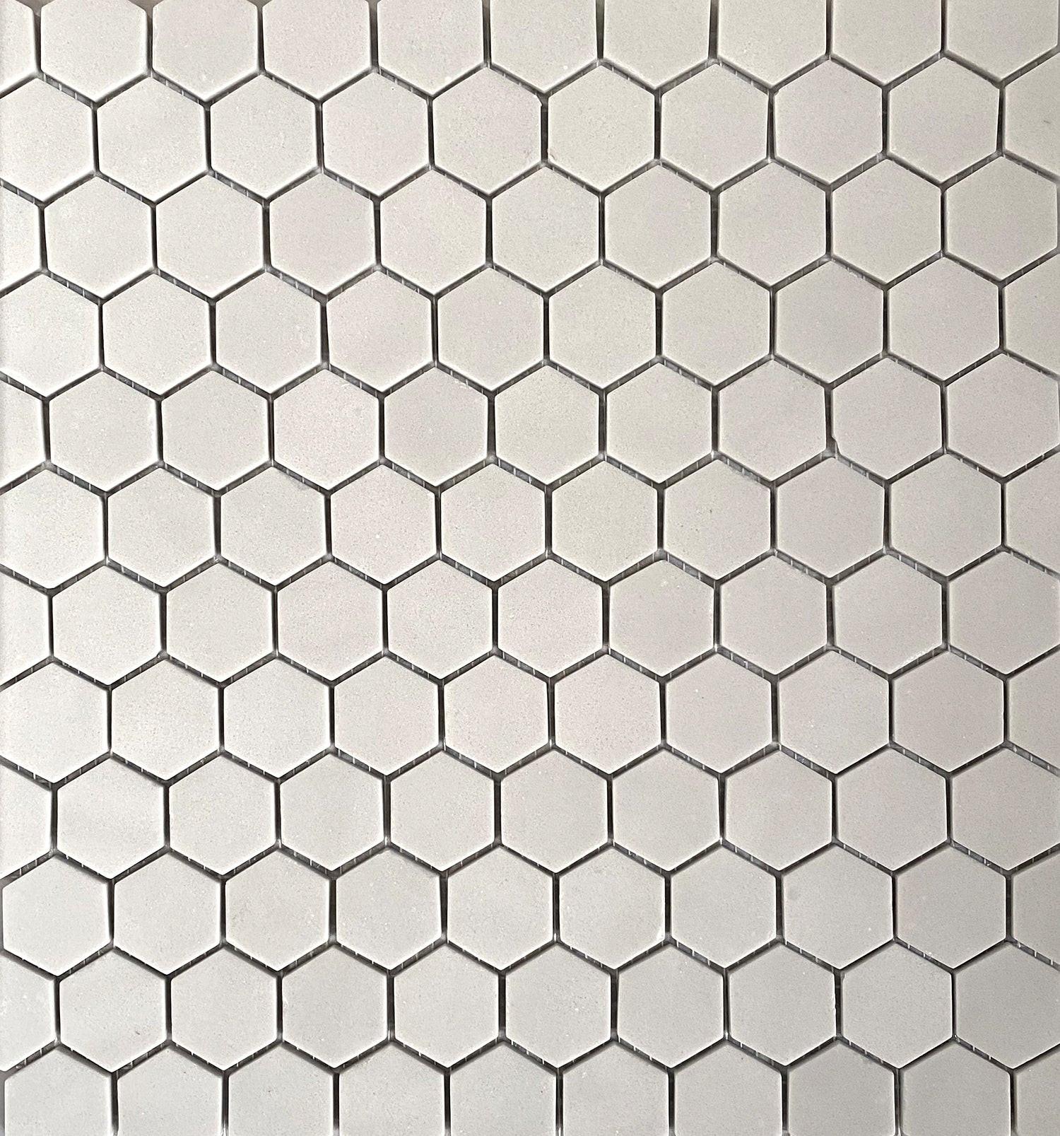 Nature Glass Smooth Grey 1" Hexagon Glass Mosaic Tile | FINAL SALE Nature Glass Smooth Grey 1" Hexagon Glass Mosaic Tile | FINAL SALE - American Tile Depot