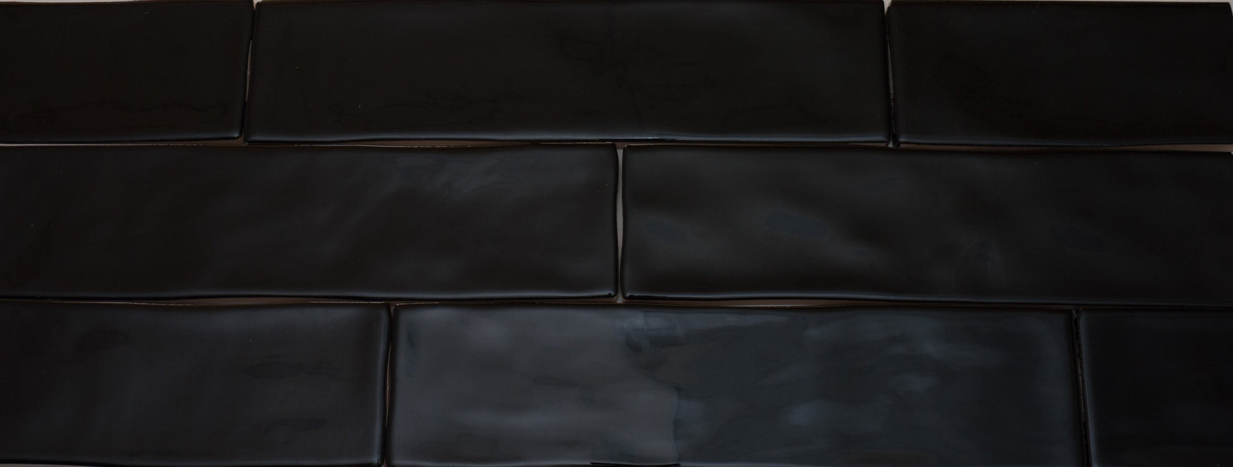 3x12 Bronx Negro Glossy Solid Look Porcelain Tile-American Tile Depot