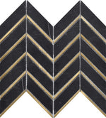Mineralis Nero Metal Polished Chevron Stone & Glass Mosaic Tile-American Tile Depot