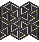 Mineralis Neo Marquina Metal Polished Geometric Stone & Glass Mosaic Tile-American Tile Depot