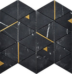 Mineralis Nero Marquina Polished Triangle Stone & Glass Mosaic Tile-American Tile Depot