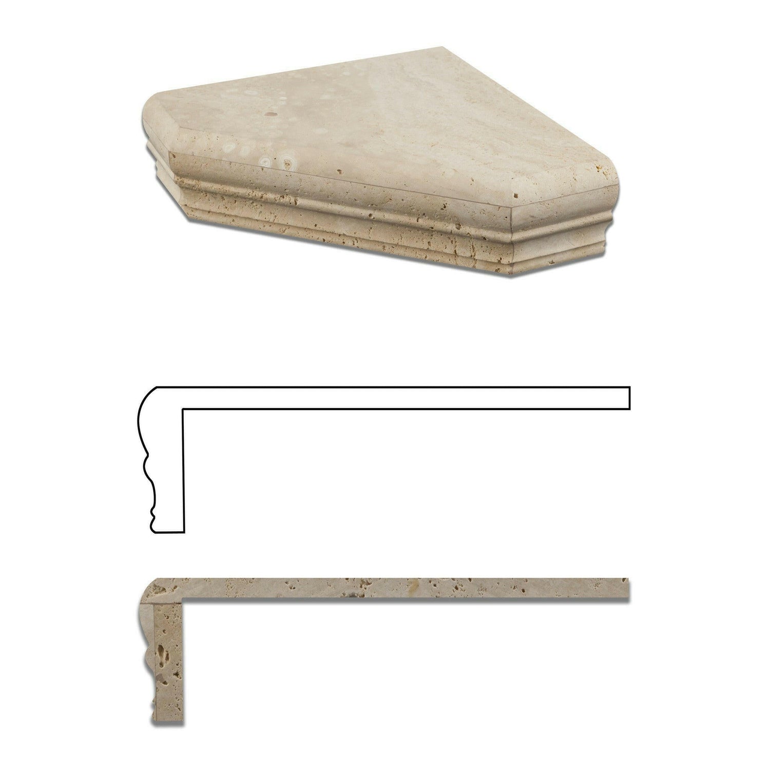 Noce Exotic Travertine Hand-Made Custom Shower Corner Shelf - Honed Noce Exotic Travertine Hand-Made Custom Shower Corner Shelf - Honed - American Tile Depot