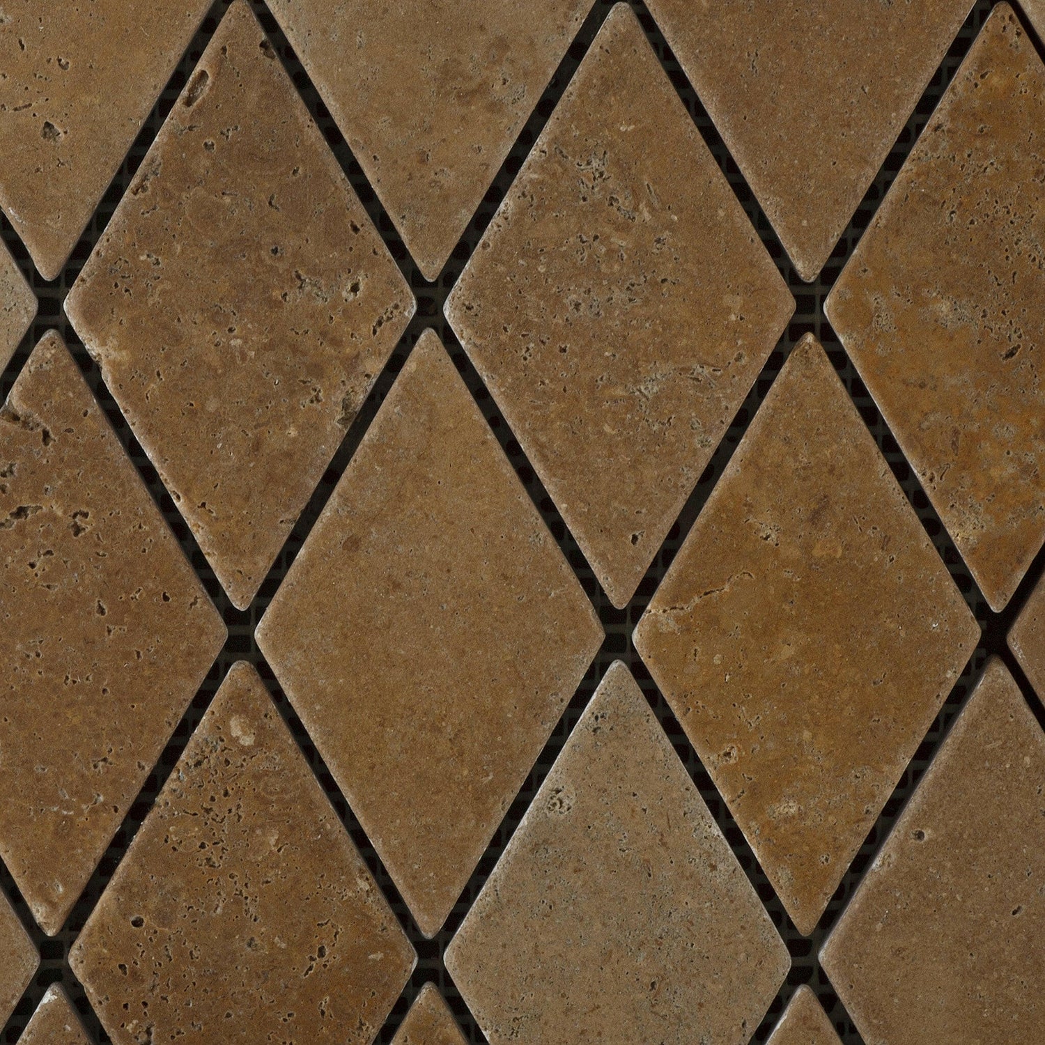 Noce Travertine 2x4 Tumbled Diamond Mosaic Tile Noce Travertine 2x4 Tumbled Diamond Mosaic Tile - American Tile Depot