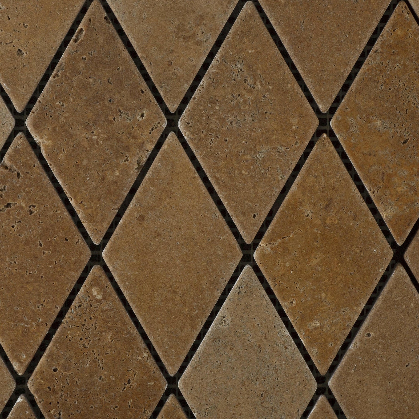 Noce Travertine 2x4 Tumbled Diamond Mosaic Tile Noce Travertine 2x4 Tumbled Diamond Mosaic Tile - American Tile Depot