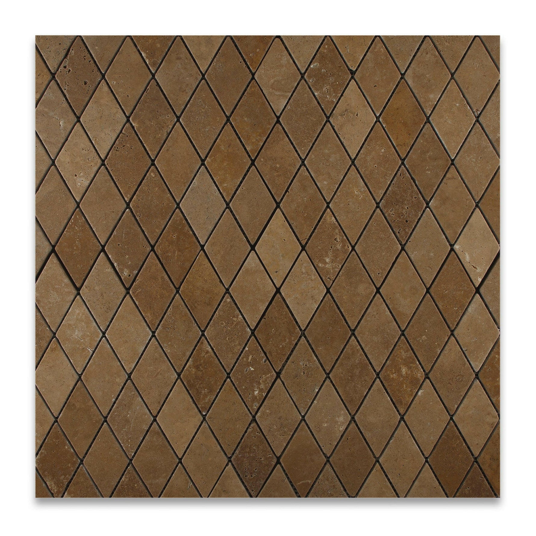 Noce Travertine 2x4 Tumbled Diamond Mosaic Tile Noce Travertine 2x4 Tumbled Diamond Mosaic Tile - American Tile Depot