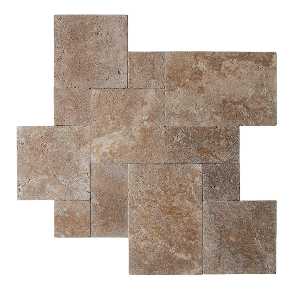 Noce Travertine Tumbled French Pattern Tile Noce Travertine Tumbled French Pattern Tile - American Tile Depot