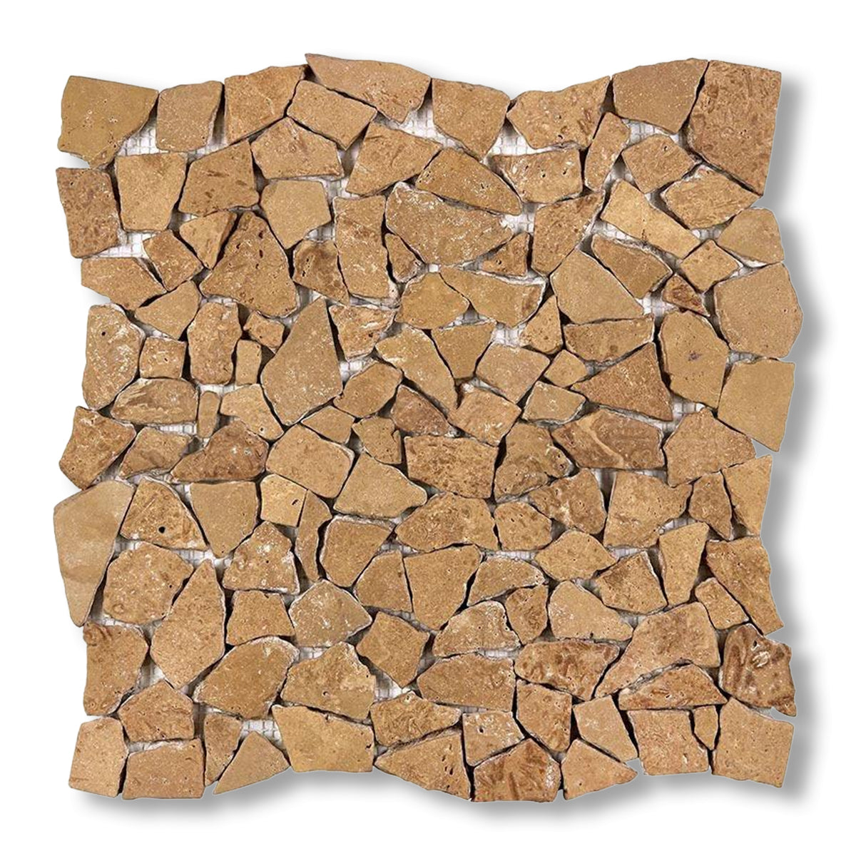Noce Travertine Tumbled Paledian (Random Broken) Mosaic Tile - American Tile Depot