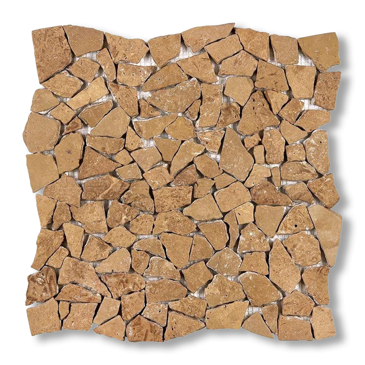 Noce Travertine Tumbled Paledian (Random Broken) Mosaic Tile - American Tile Depot