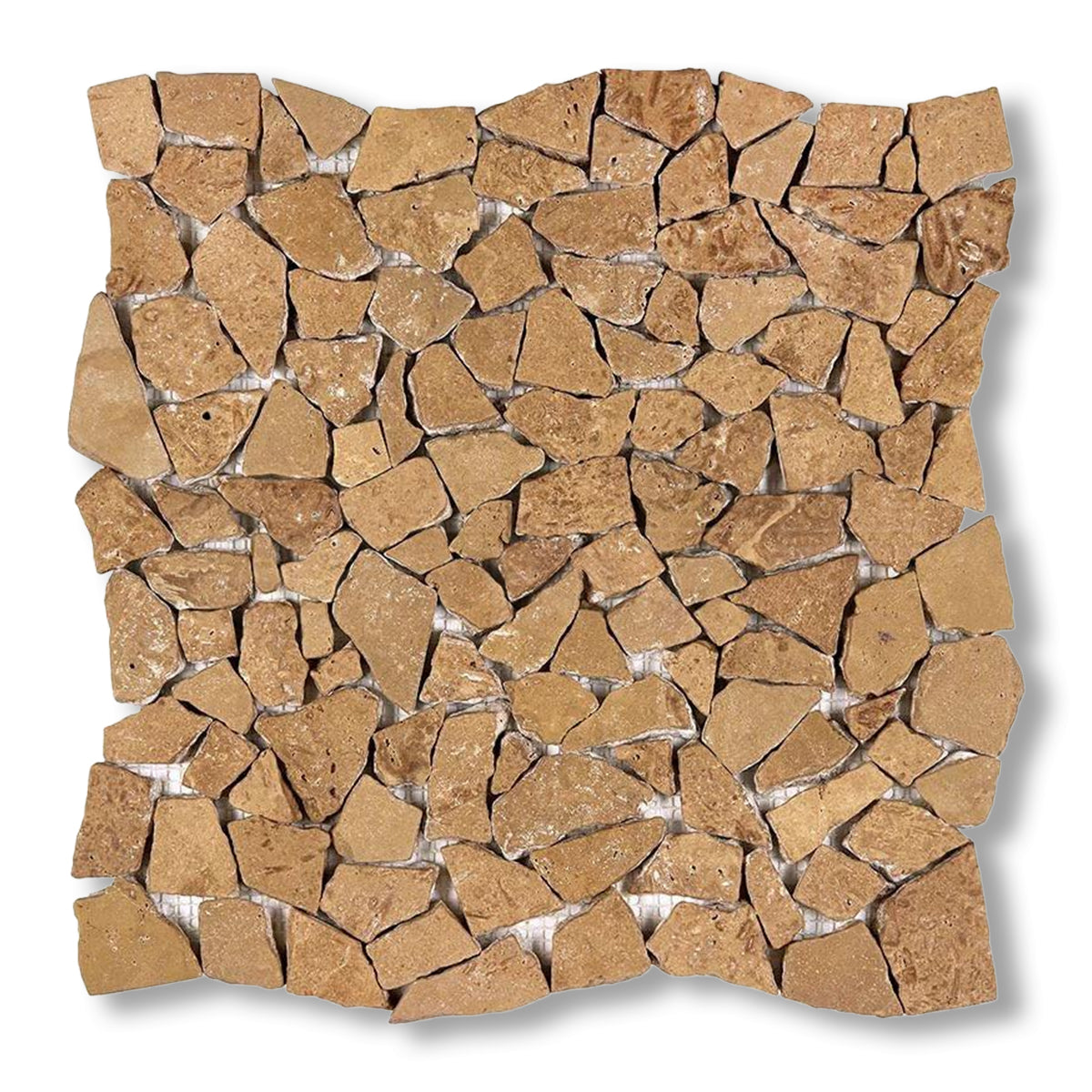 Noce Travertine Tumbled Paledian (Random Broken) Mosaic Tile - American Tile Depot