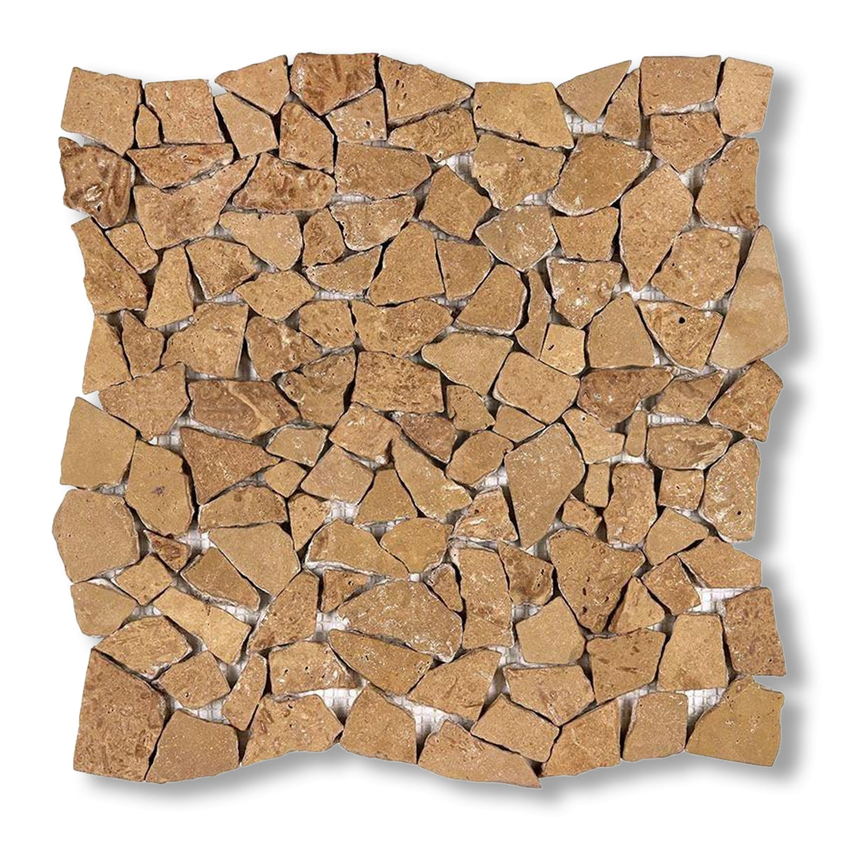 Noce Travertine Tumbled Paledian (Random Broken) Mosaic Tile - American Tile Depot