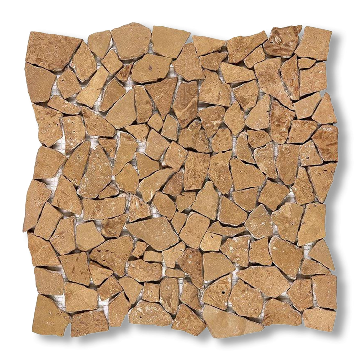 Noce Travertine Tumbled Paledian (Random Broken) Mosaic Tile - American Tile Depot
