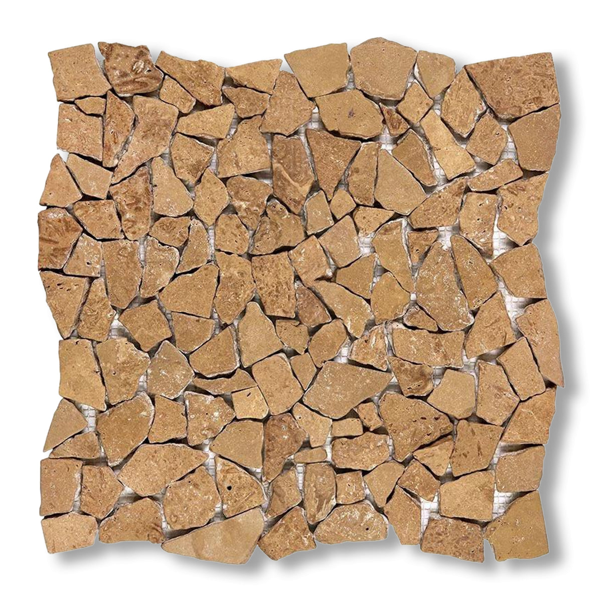 Noce Travertine Tumbled Paledian (Random Broken) Mosaic Tile - American Tile Depot