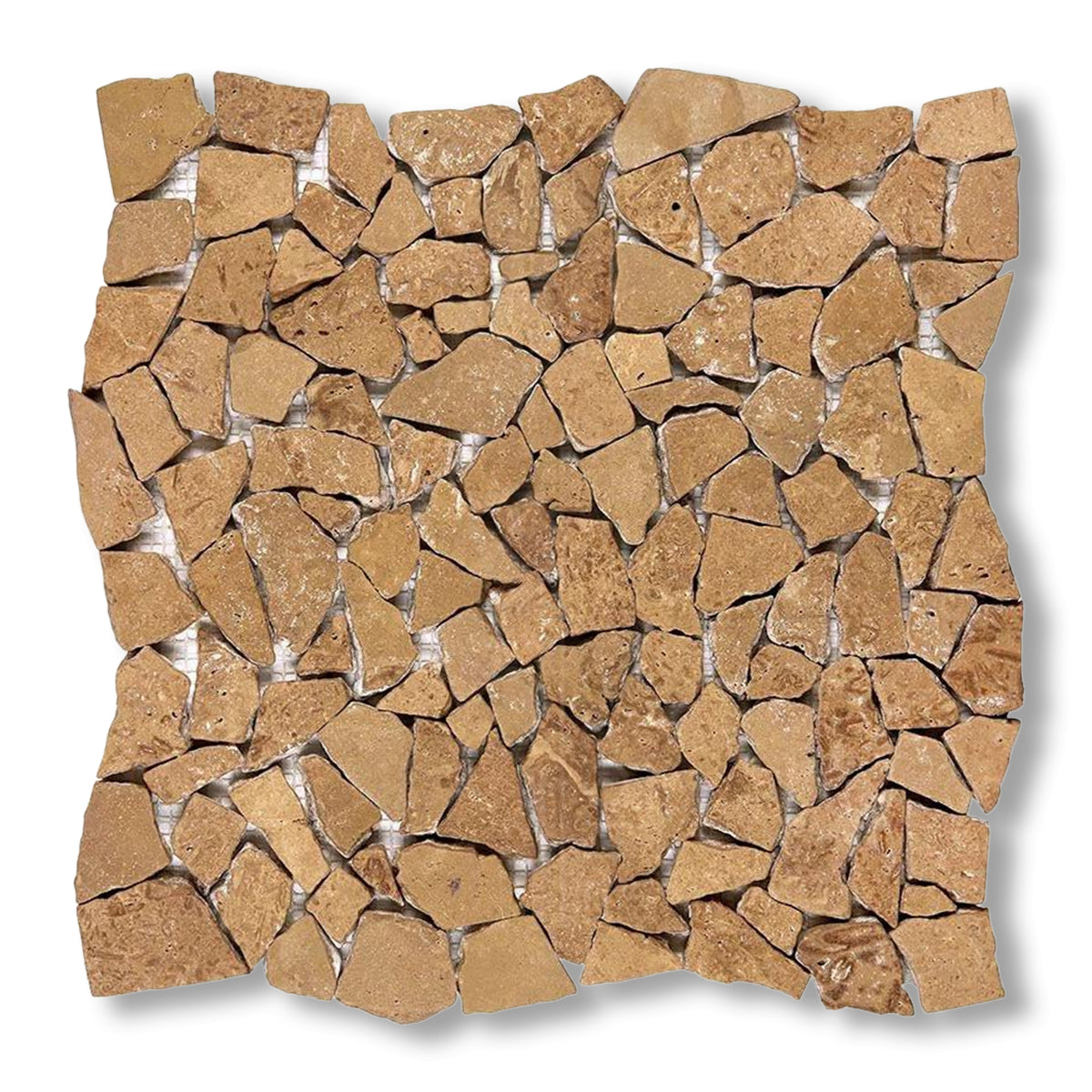 Noce Travertine Tumbled Paledian (Random Broken) Mosaic Tile - American Tile Depot