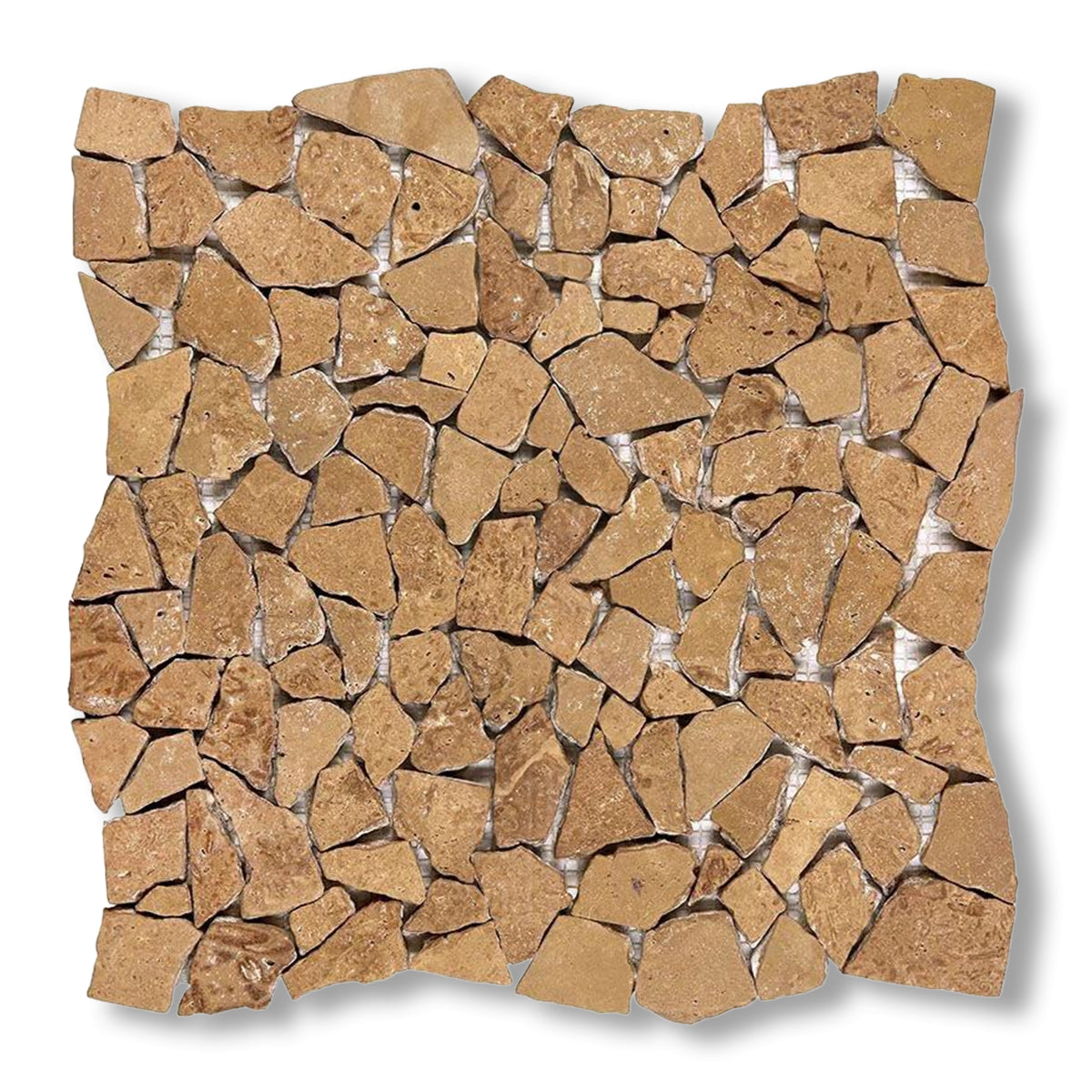 Noce Travertine Tumbled Paledian (Random Broken) Mosaic Tile - American Tile Depot