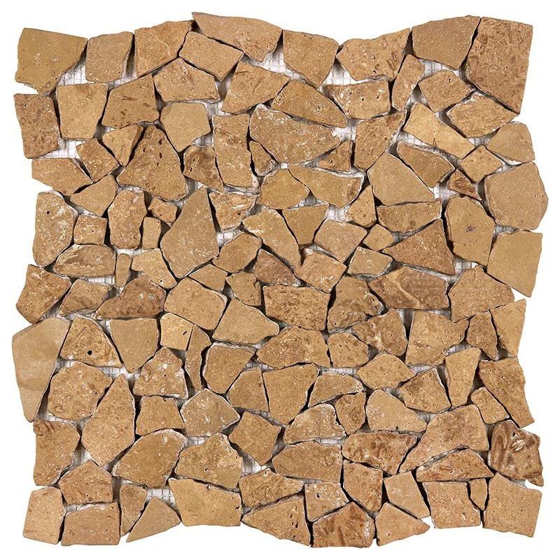 Noce Travertine Tumbled Paledian (Random Broken) Mosaic Tile Noce Travertine Tumbled Paledian (Random Broken) Mosaic Tile - American Tile Depot