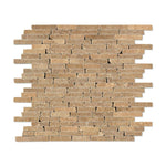 Noce Travertine Tumbled Random Strip Mosaic Tile Noce Travertine Tumbled Random Strip Mosaic Tile - American Tile Depot