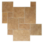 Noce Travertine Unfilled, Brushed & Chiseled French Pattern Tile Noce Travertine Unfilled, Brushed & Chiseled French Pattern Tile - American Tile Depot