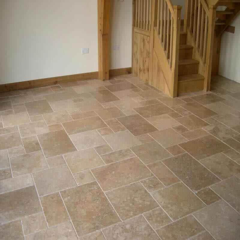 Noce Travertine Unfilled, Brushed & Chiseled French Pattern Tile Noce Travertine Unfilled, Brushed & Chiseled French Pattern Tile - American Tile Depot