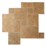 Noce Travertine Unfilled, Brushed & Chiseled French Pattern Tile Noce Travertine Unfilled, Brushed & Chiseled French Pattern Tile - American Tile Depot