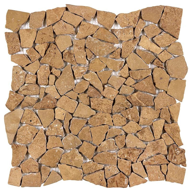 Noce Travertine Tumbled Paledian (Random Broken) Mosaic Tile