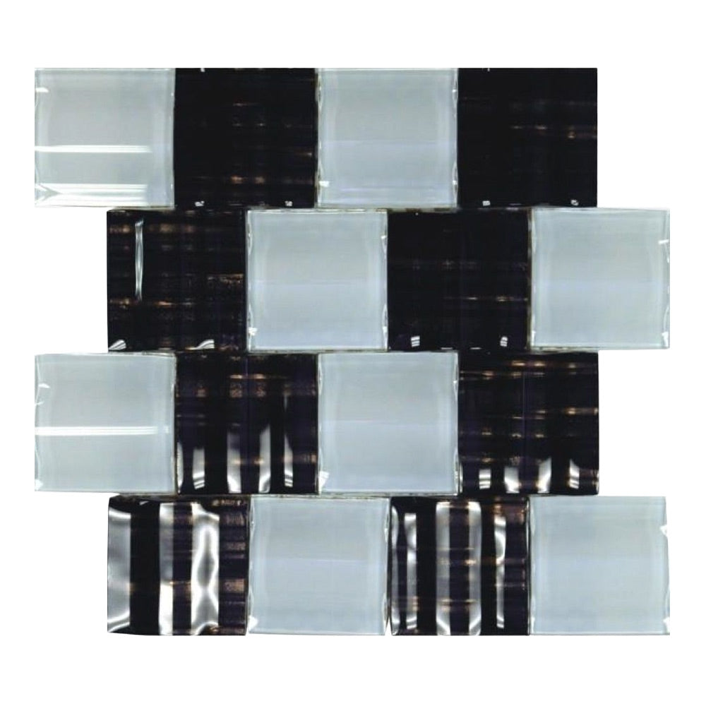 Nyra BW Square Glass Mosaic Wall Tile