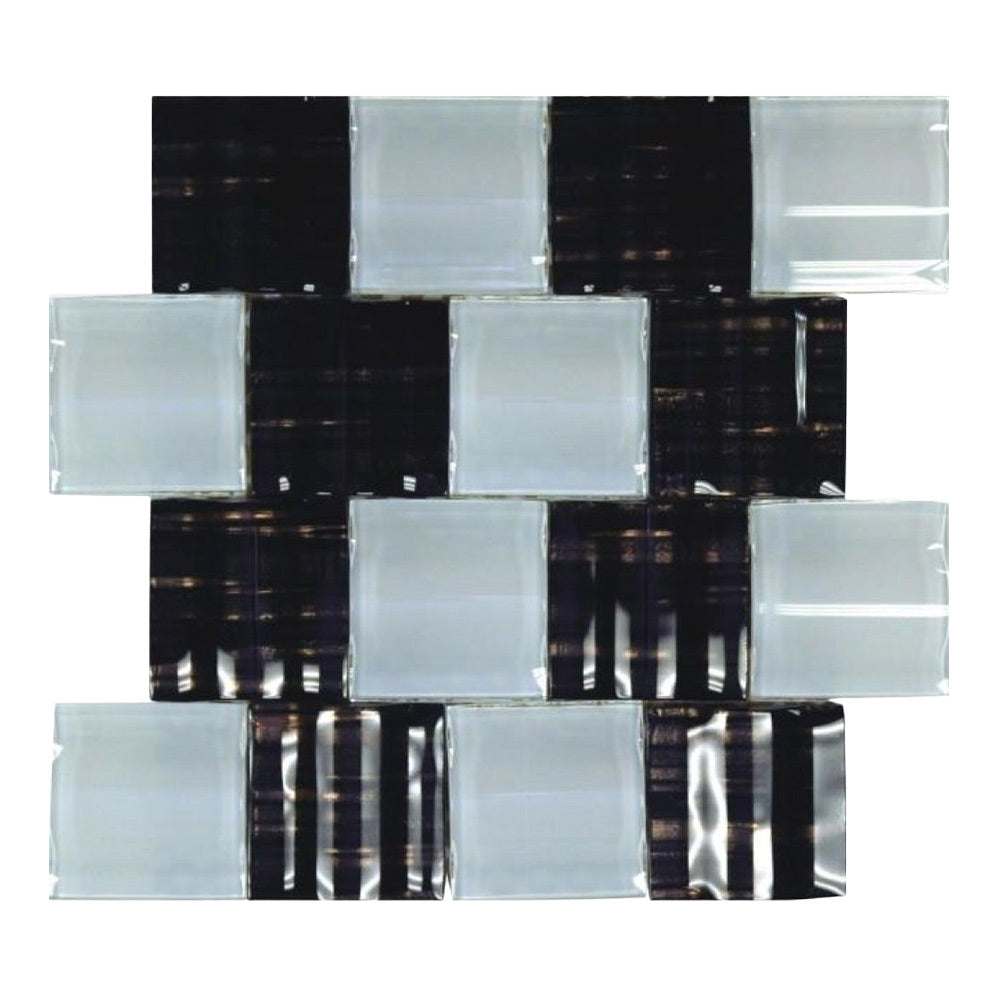 Nyra BW Square Glass Mosaic Wall Tile