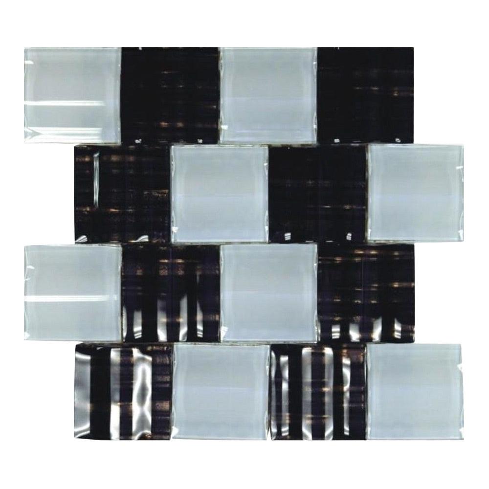 Nyra BW Square Glass Mosaic Wall Tile Nyra BW Square Glass Mosaic Wall Tile - American Tile Depot