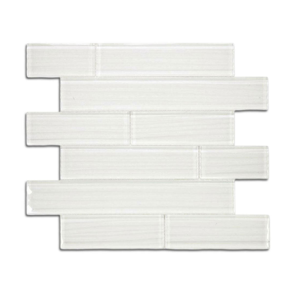 Oceanhouse Silver White Multi Size Glossy Subway Glass Mosaic Tile Oceanhouse Silver White Multi Size Glossy Subway Glass Mosaic Tile - American Tile Depot