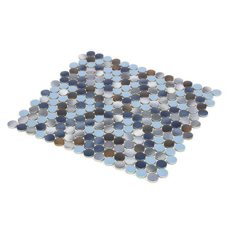 Orb Night Beach Penny Round Handmade Porcelain Mosaic Tile Orb Night Beach Penny Round Handmade Porcelain Mosaic Tile - American Tile Depot