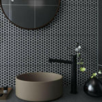Orb Night Black Matte Penny Round Handmade Porcelain Mosaic Tile Orb Night Black Matte Penny Round Handmade Porcelain Mosaic Tile - American Tile Depot