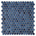 Orb Night Blue Penny Round Handmade Porcelain Mosaic Tile Orb Night Blue Penny Round Handmade Porcelain Mosaic Tile - American Tile Depot