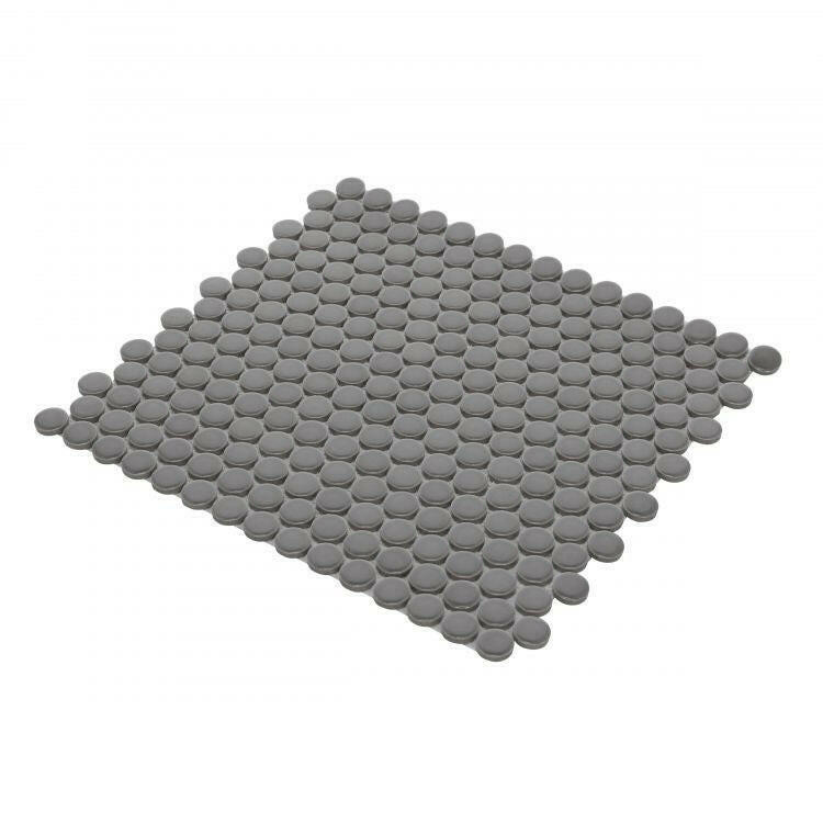 Orb Night Dark Grey Matte Penny Round Handmade Porcelain Mosaic Tile Orb Night Dark Grey Matte Penny Round Handmade Porcelain Mosaic Tile - American Tile Depot