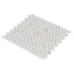 Orb Noon Calacatta Matte Penny Round Handmade Porcelain Mosaic Tile Orb Noon Calacatta Matte Penny Round Handmade Porcelain Mosaic Tile - American Tile Depot