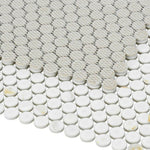 Orb Noon Calacatta Matte Penny Round Handmade Porcelain Mosaic Tile Orb Noon Calacatta Matte Penny Round Handmade Porcelain Mosaic Tile - American Tile Depot