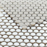 Orb Noon Fancy White Penny Round Handmade Porcelain Mosaic Tile Orb Noon Fancy White Penny Round Handmade Porcelain Mosaic Tile - American Tile Depot