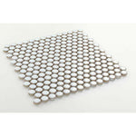 Orb Noon Fancy White Penny Round Handmade Porcelain Mosaic Tile Orb Noon Fancy White Penny Round Handmade Porcelain Mosaic Tile - American Tile Depot