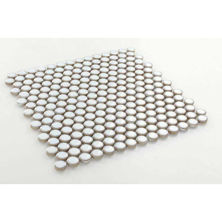 Orb Noon Fancy White Penny Round Handmade Porcelain Mosaic Tile Orb Noon Fancy White Penny Round Handmade Porcelain Mosaic Tile - American Tile Depot