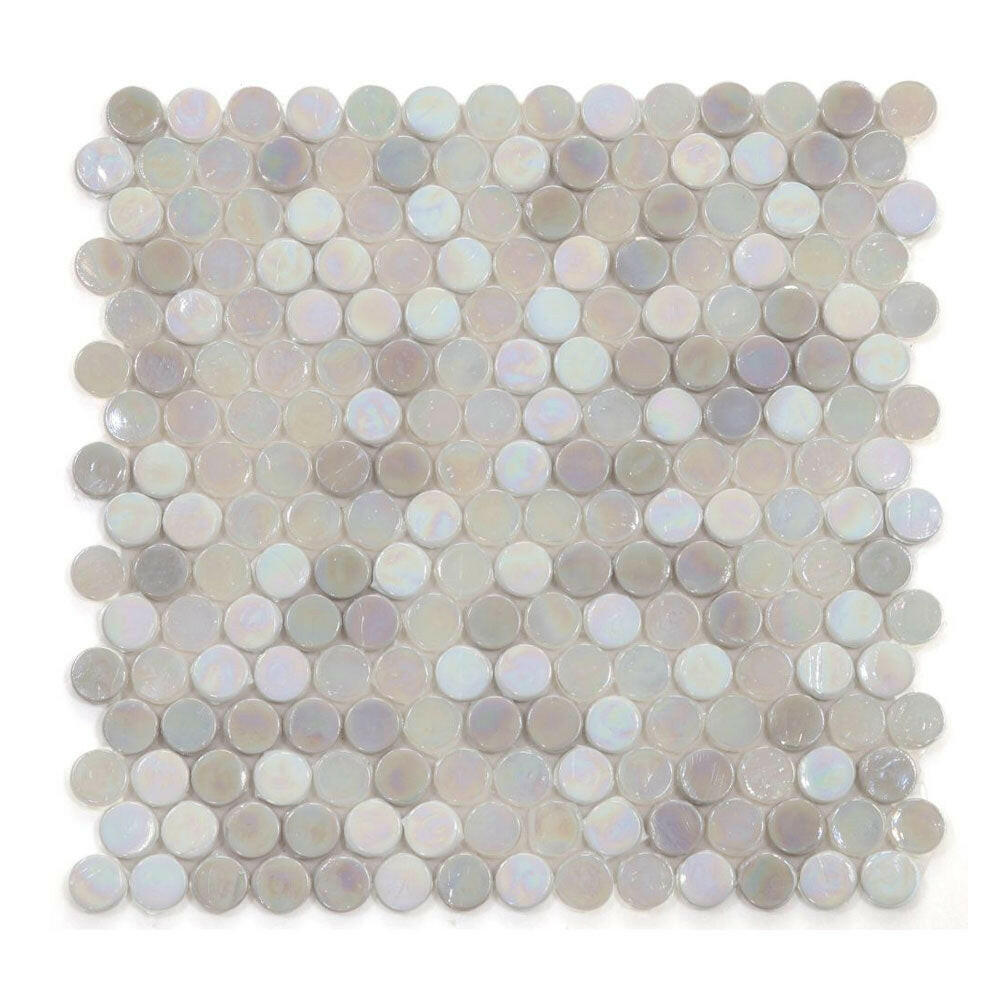 Orb Noon Inari New Penny Round Glossy Glass Mosaic Tile Orb Noon Inari New Penny Round Glossy Glass Mosaic Tile - American Tile Depot