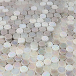 Orb Noon Inari New Penny Round Glossy Glass Mosaic Tile Orb Noon Inari New Penny Round Glossy Glass Mosaic Tile - American Tile Depot