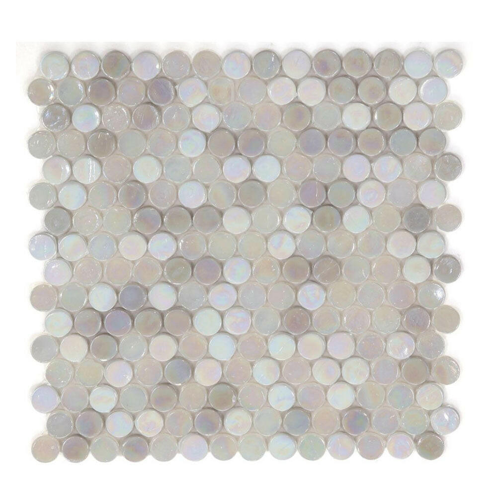 Orb Noon Inari New Penny Round Glossy Glass Mosaic Tile Orb Noon Inari New Penny Round Glossy Glass Mosaic Tile - American Tile Depot