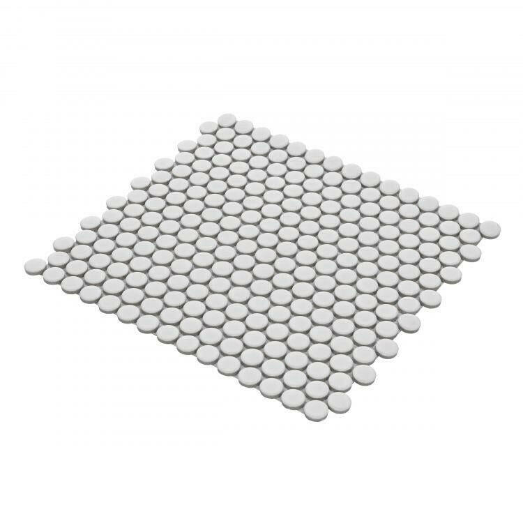 Orb Noon Light Grey Matte Penny Round Handmade Porcelain Mosaic Tile Orb Noon Light Grey Matte Penny Round Handmade Porcelain Mosaic Tile - American Tile Depot