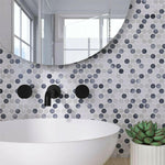 Orb Noon Mixed Grey Glossy Penny Round Handmade Porcelain Mosaic Tile Orb Noon Mixed Grey Glossy Penny Round Handmade Porcelain Mosaic Tile - American Tile Depot