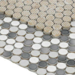 Orb Noon Mixed Grey Glossy Penny Round Handmade Porcelain Mosaic Tile Orb Noon Mixed Grey Glossy Penny Round Handmade Porcelain Mosaic Tile - American Tile Depot