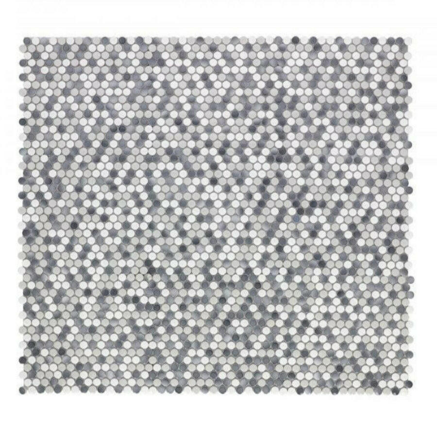 Orb Noon Mixed Grey Glossy Penny Round Handmade Porcelain Mosaic Tile Orb Noon Mixed Grey Glossy Penny Round Handmade Porcelain Mosaic Tile - American Tile Depot