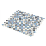 Orb Noon Sky Penny Round Handmade Porcelain Mosaic Tile Orb Noon Sky Penny Round Handmade Porcelain Mosaic Tile - American Tile Depot