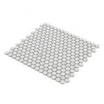 Orb Noon Statuario Matte Penny Round Handmade Porcelain Mosaic Tile Orb Noon Statuario Matte Penny Round Handmade Porcelain Mosaic Tile - American Tile Depot