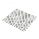 Orb Noon White Matte Penny Round Handmade Porcelain Mosaic Tile Orb Noon White Matte Penny Round Handmade Porcelain Mosaic Tile - American Tile Depot