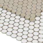 Orb Noon White Matte Penny Round Handmade Porcelain Mosaic Tile Orb Noon White Matte Penny Round Handmade Porcelain Mosaic Tile - American Tile Depot