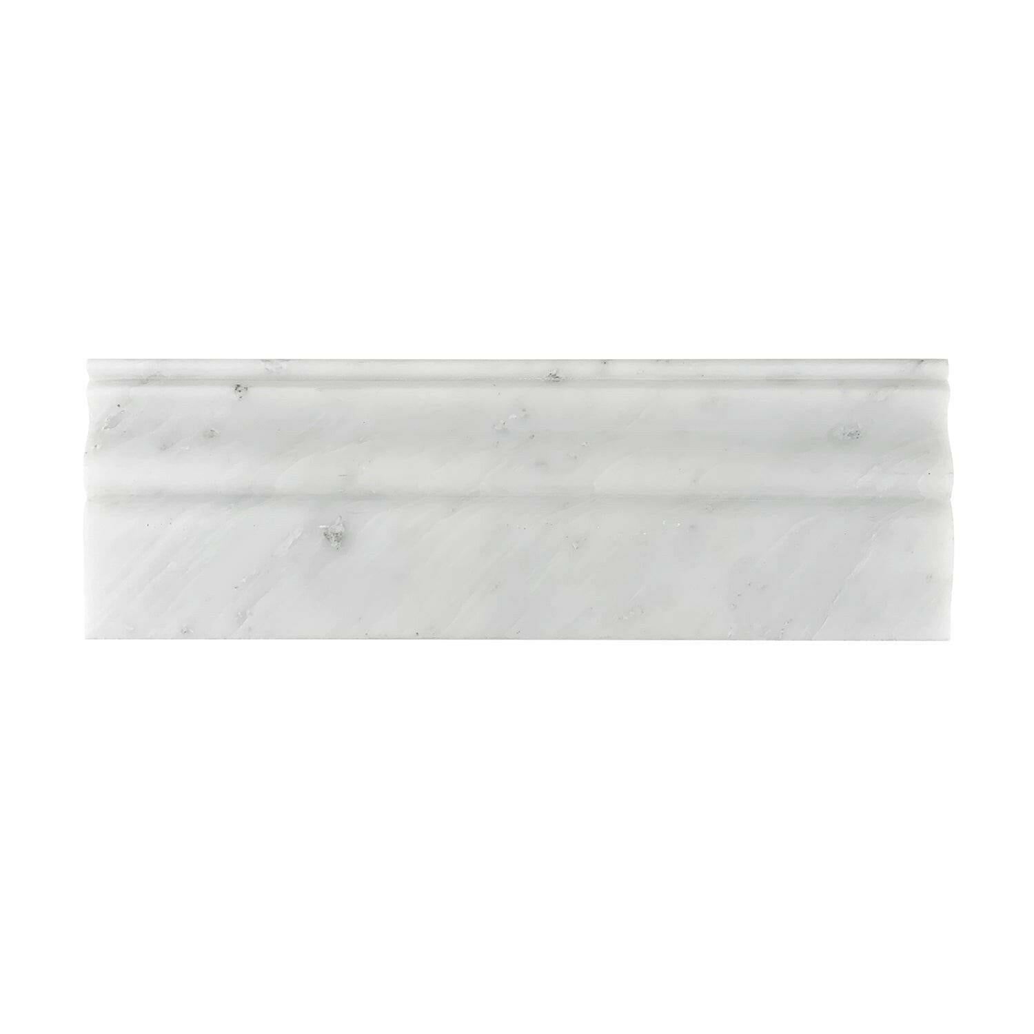 Oriental White / Asian Statuary Marble Honed 4" Baseboard Trim Molding Oriental White / Asian Statuary Marble Honed 4" Baseboard Trim Molding - American Tile Depot