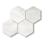Oriental White / Asian Statuary Marble Honed 6" Hexagon Mosaic Tile - American Tile Depot